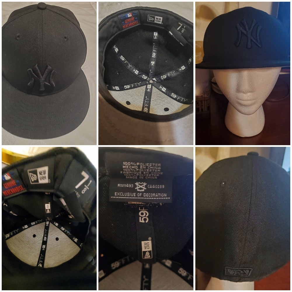 NEW ERA BASE BALLCAP NEW YORK YANKEES  FITTED HAT BLACK ON BLACK 59 FIFTY TEAM